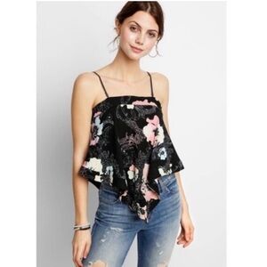 NWT Free People Blouse XS Get Your Love Tank Top Floral Handkerchief